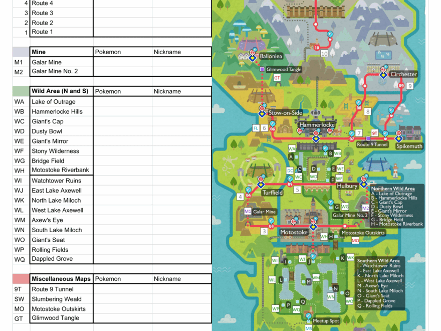Sword And Shield Printable Nuzlocke Tracker R pokemon