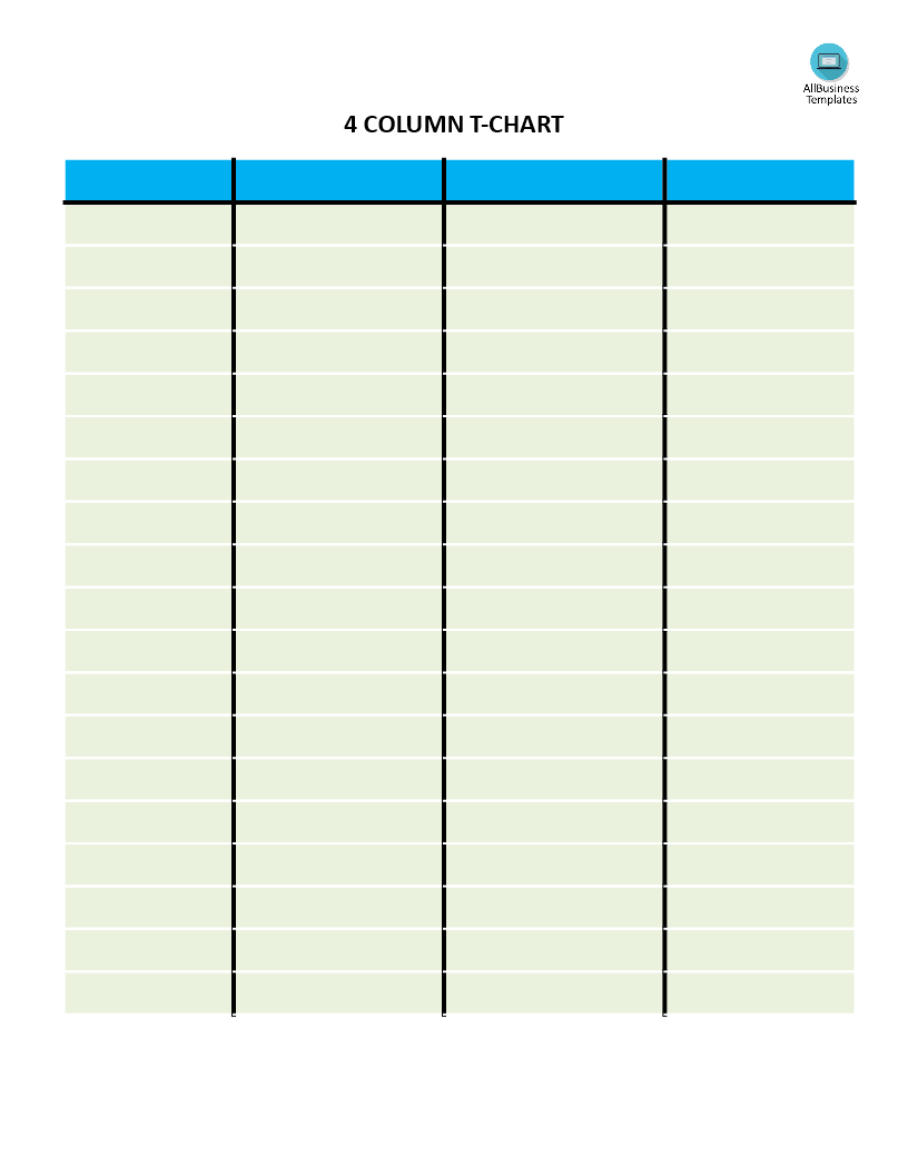 4 Column Chart Printable