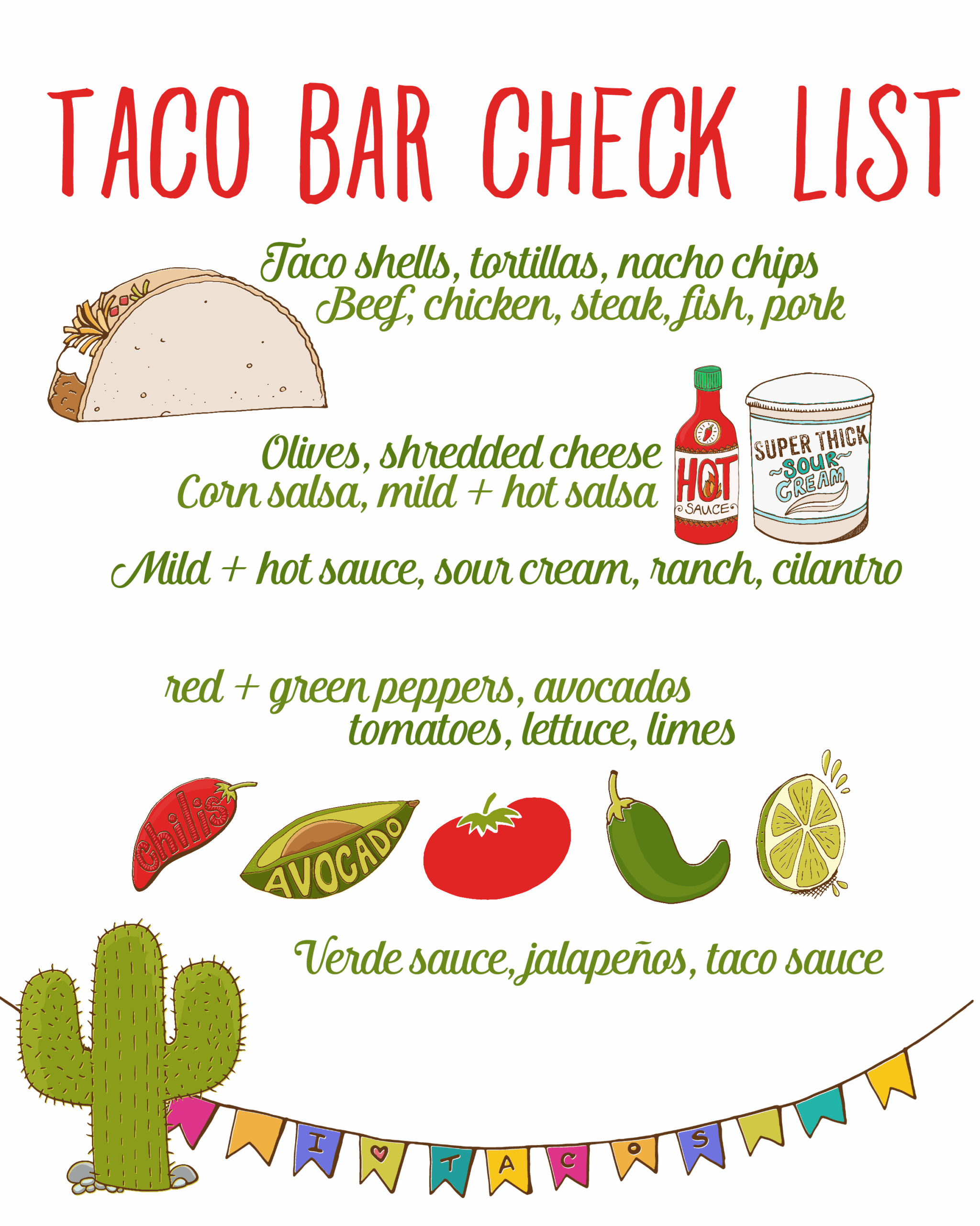 Taco Bar Party Recipe Free Taco Bar Checklist