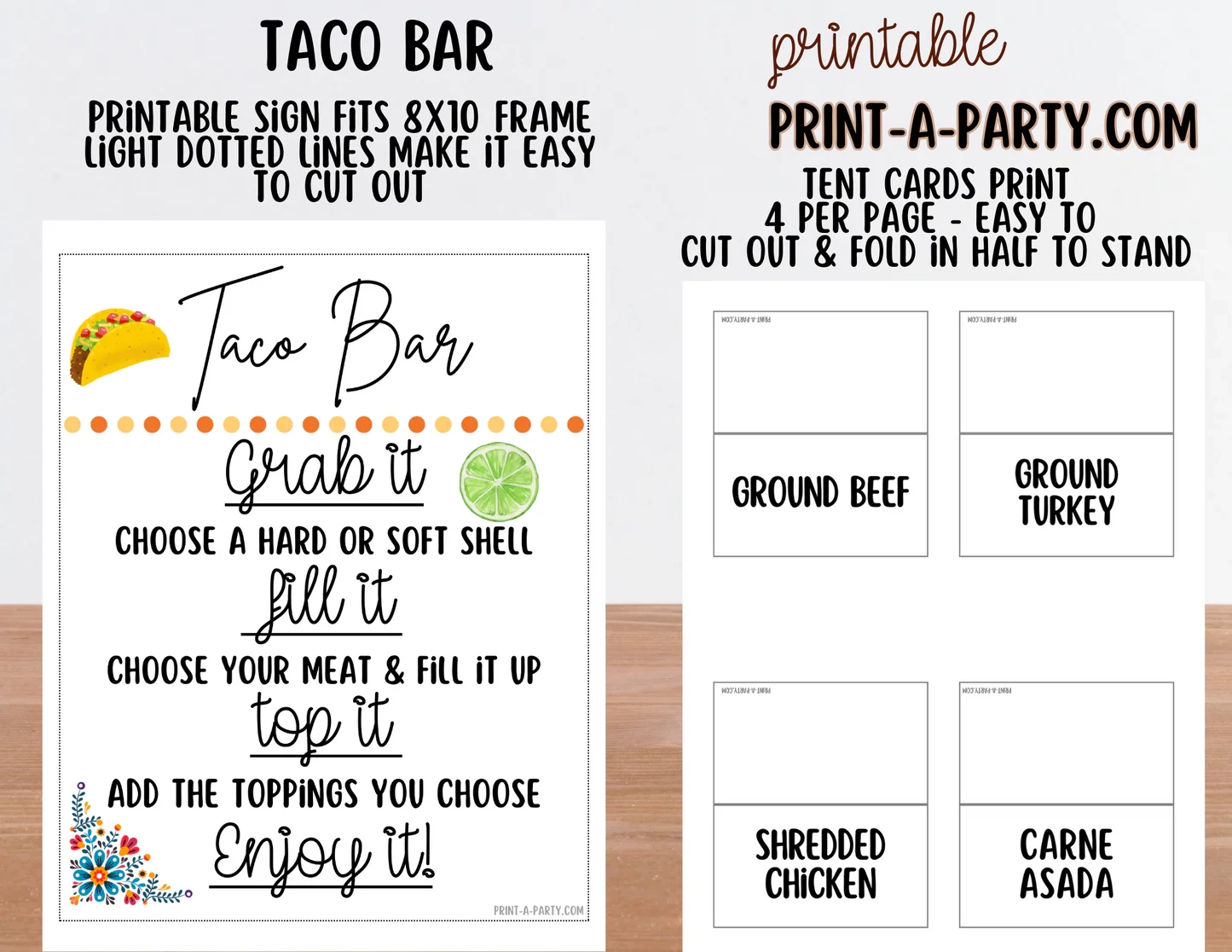 Free Printable Chicken Taco Bar Signs