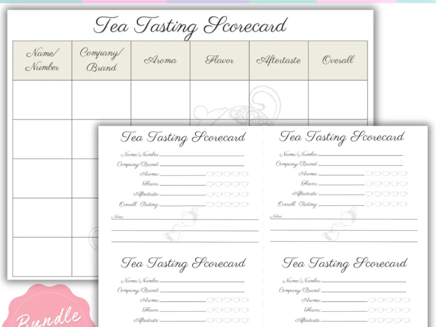 Tea Tasting Scorecard Printable Tea Party Tea Flight Tea Evaluation Tea Judging Hot Tea Iced Tea Black Green White Oolong Herbal Etsy