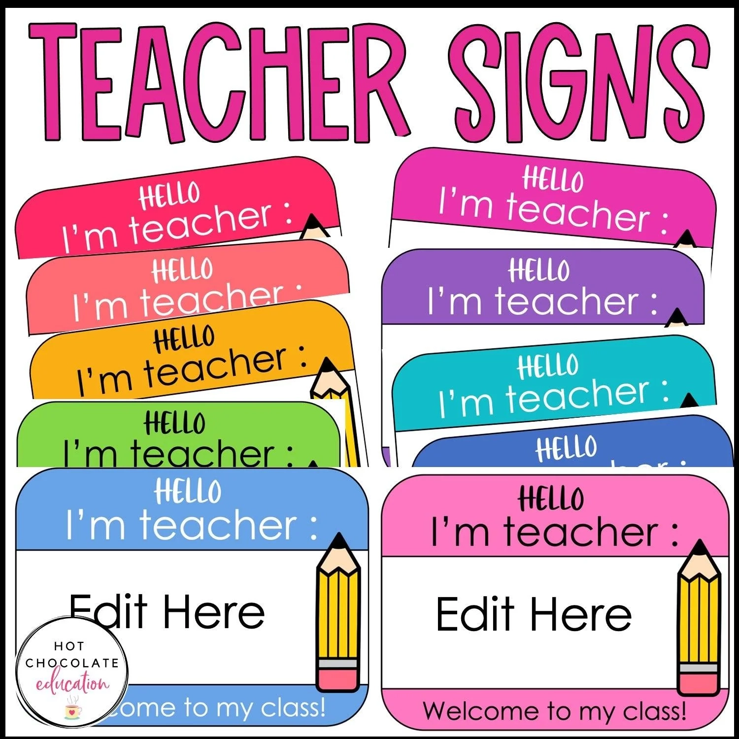 Teacher Name Posters Hello Signs For Online Teachers Teacher Name Posters Hello Signs For Online Teachers