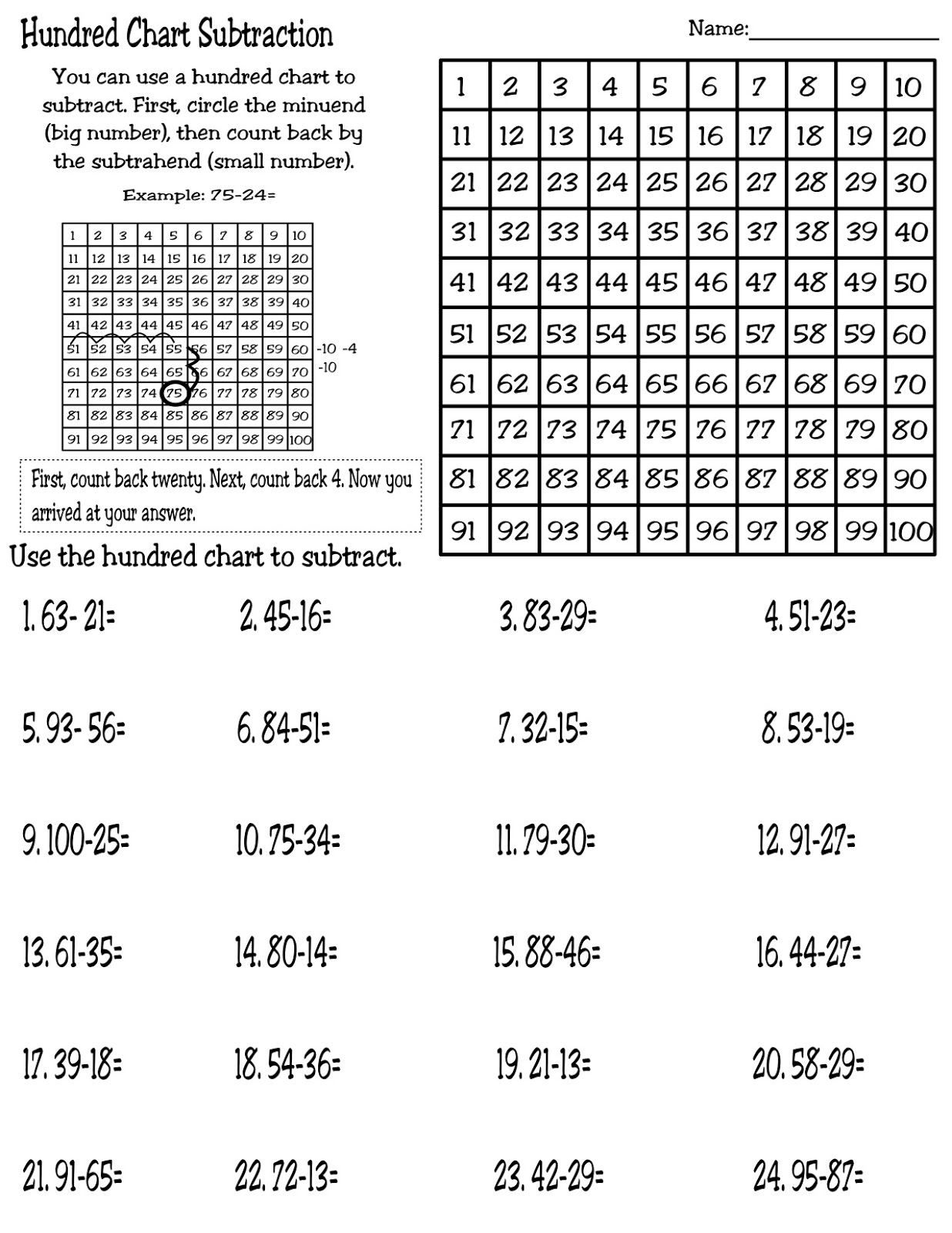 Printable Hundred Chart Singapore Math