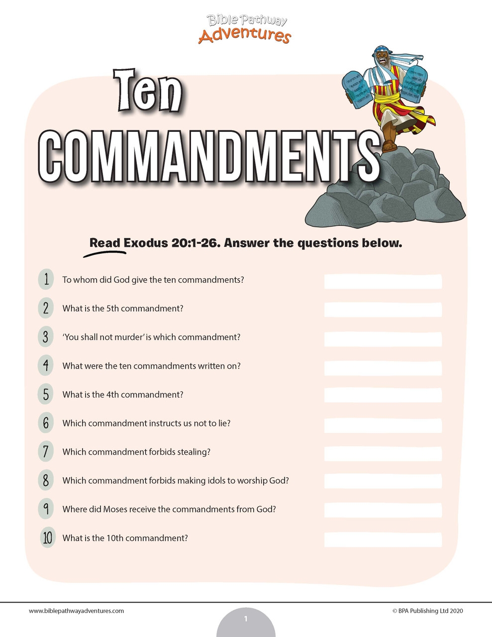 Ten Commandments Bible Quiz Ten Commandments Bible Quiz