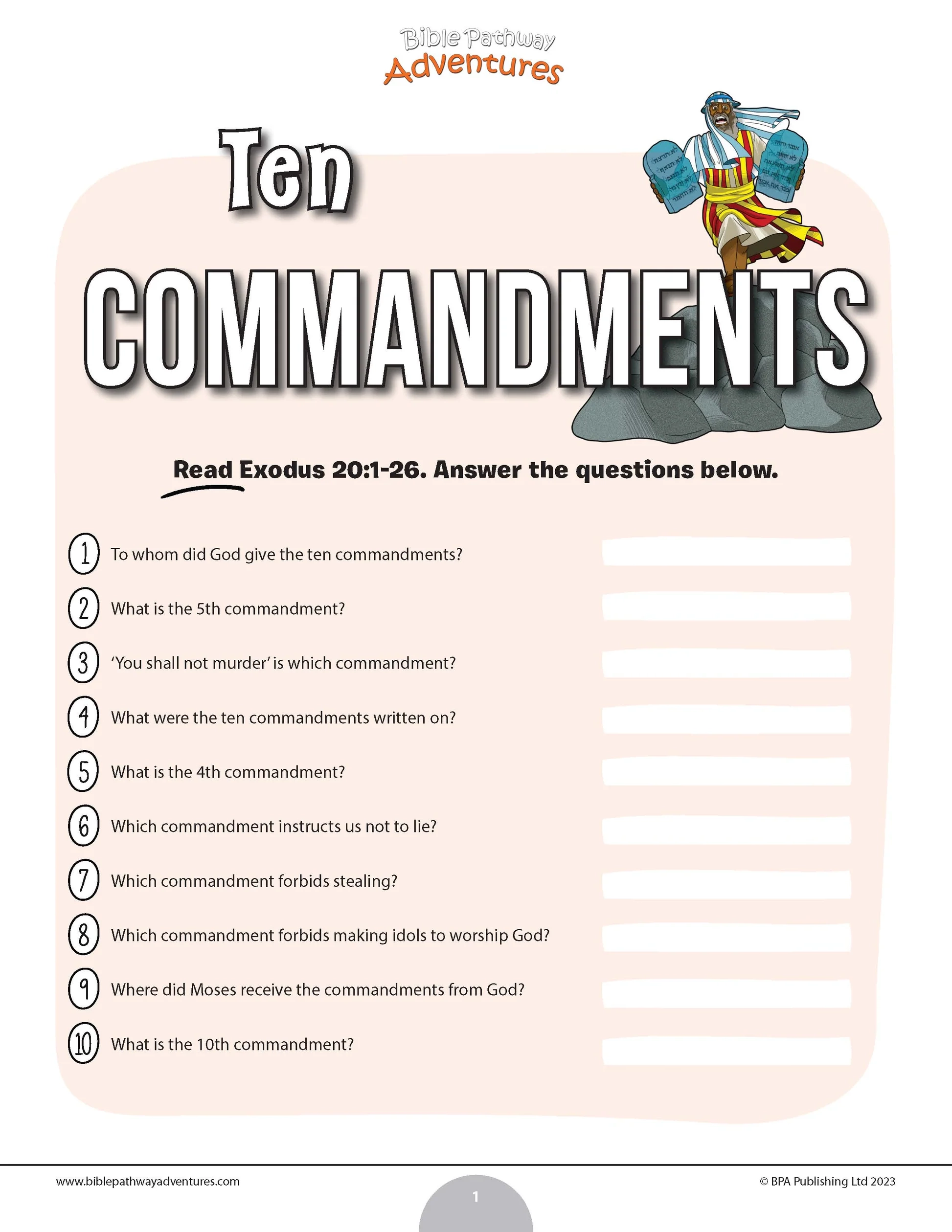 Printable 10 Commandments Quiz High Schoolers Printable 10 Commandments Quiz High Schoolers