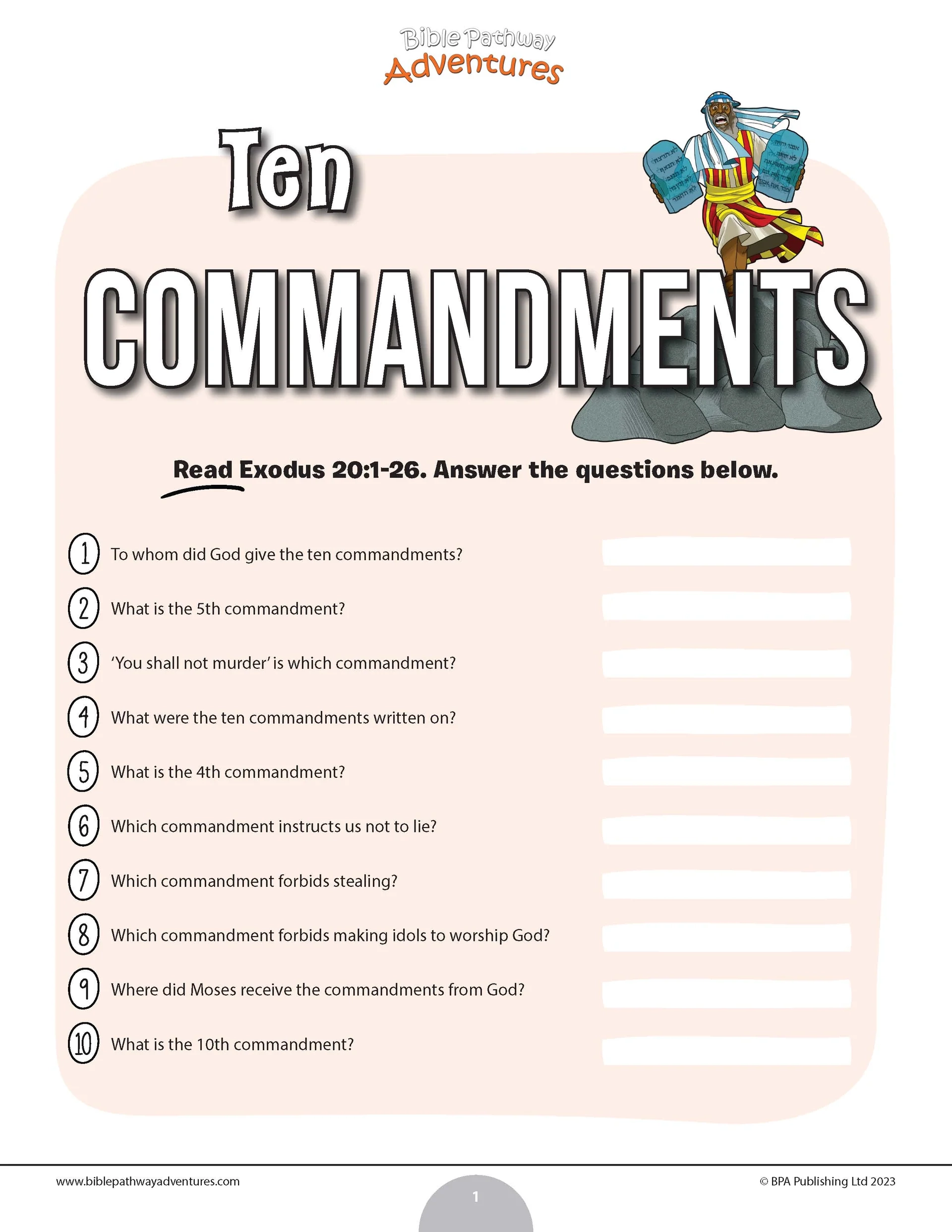 Ten Commandments Quiz PDF Bible Pathway Adventures Ten Commandments Quiz PDF Bible Pathway Adventures