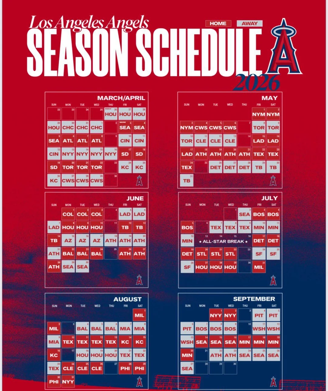 The Angels Will Both Open And Close Their 2026 Season On The Road R Baseball