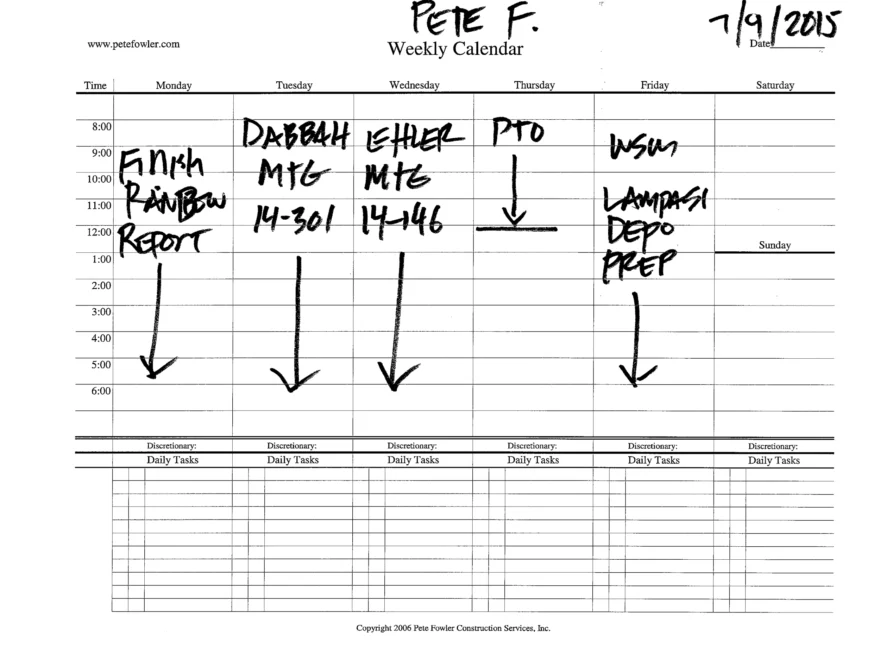 The PFCS Weekly Planning Method PFCS