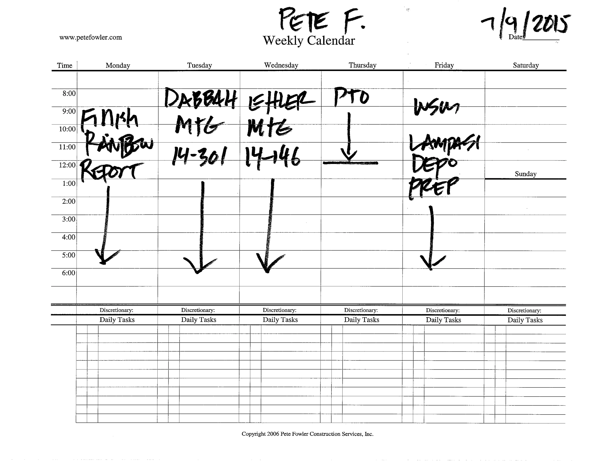The PFCS Weekly Planning Method PFCS
