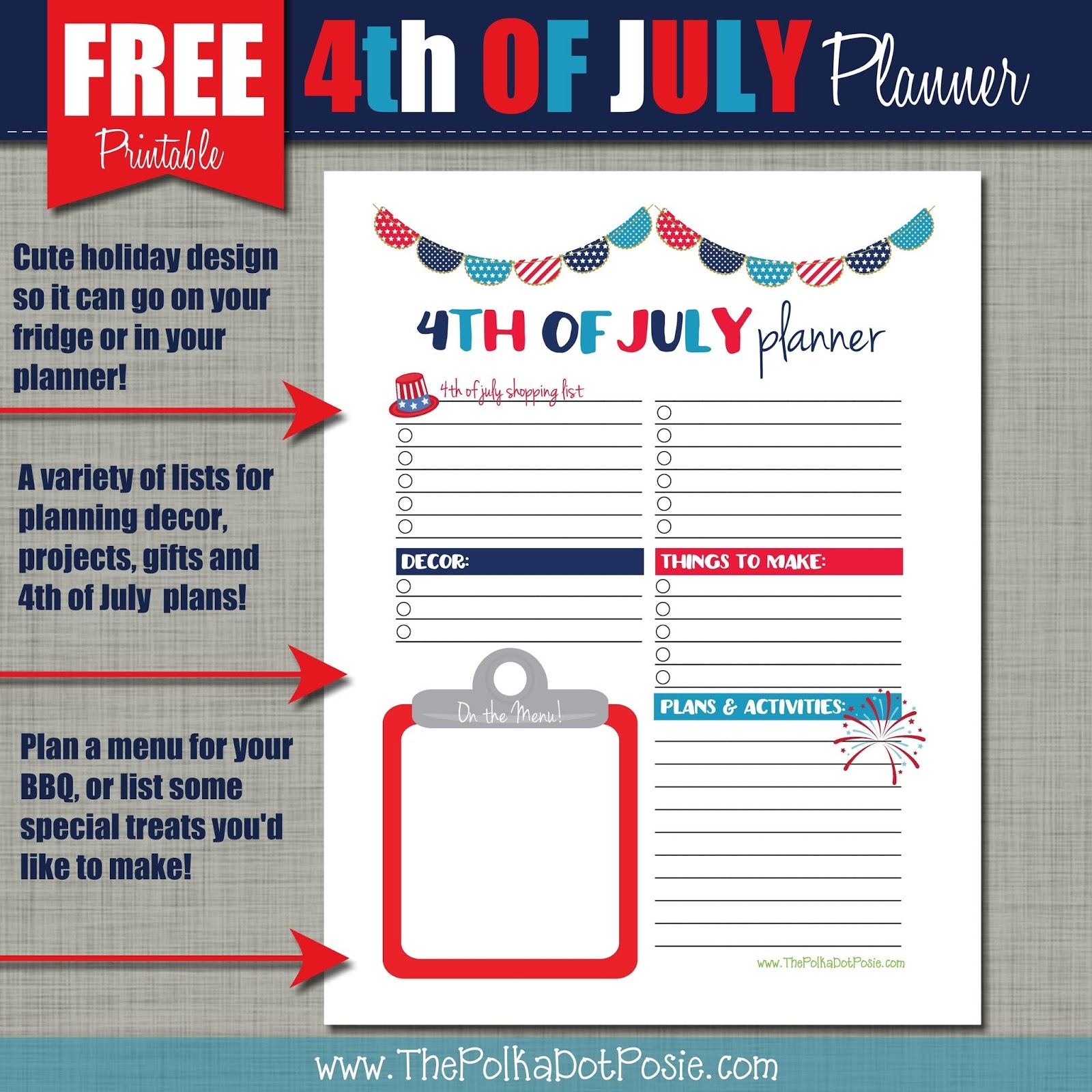 4th Of July Free Printable Planner