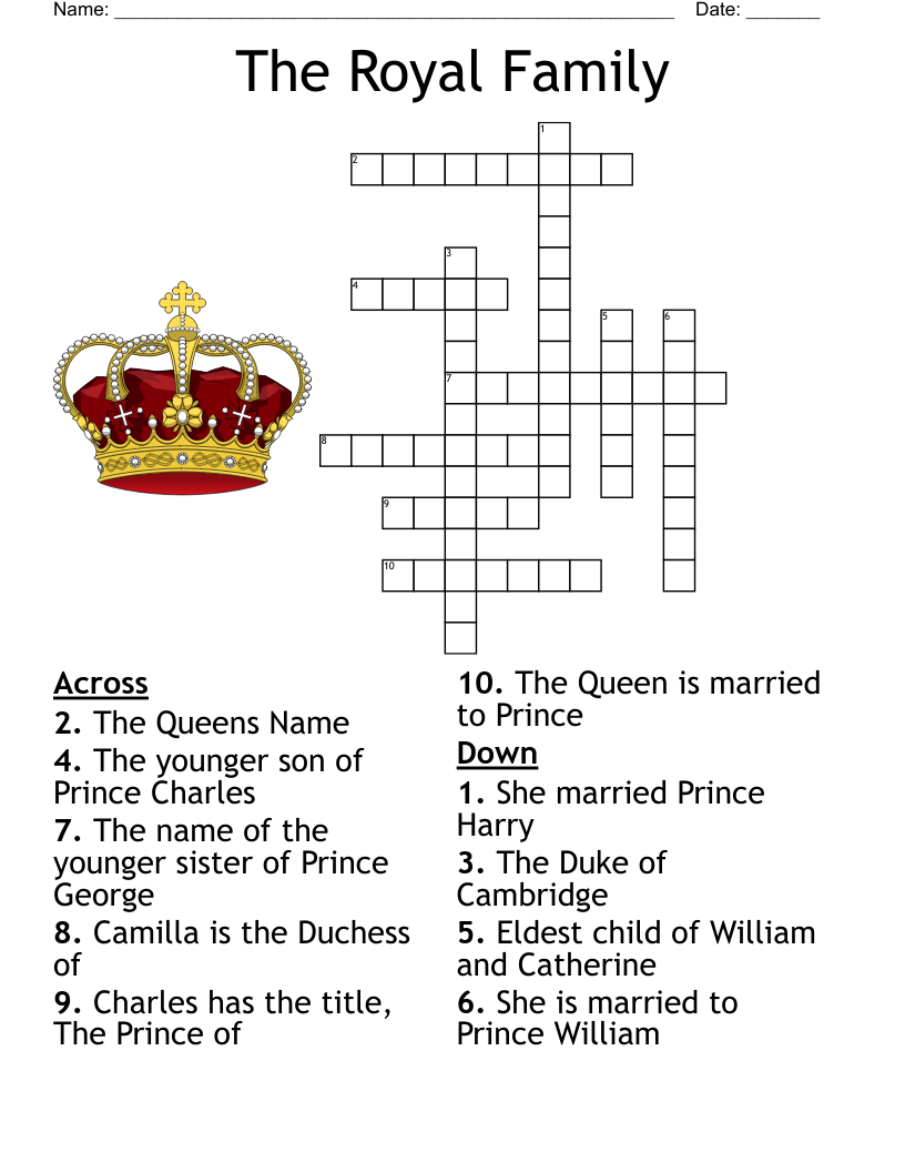 The Royal Family Crossword WordMint