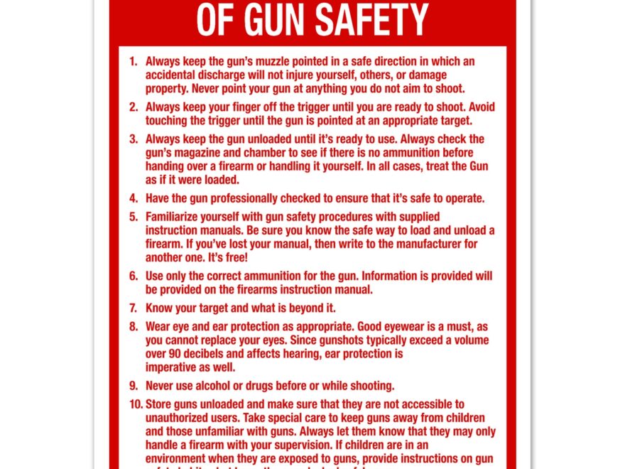 The Ten Commandments Of Gun Safety Sign