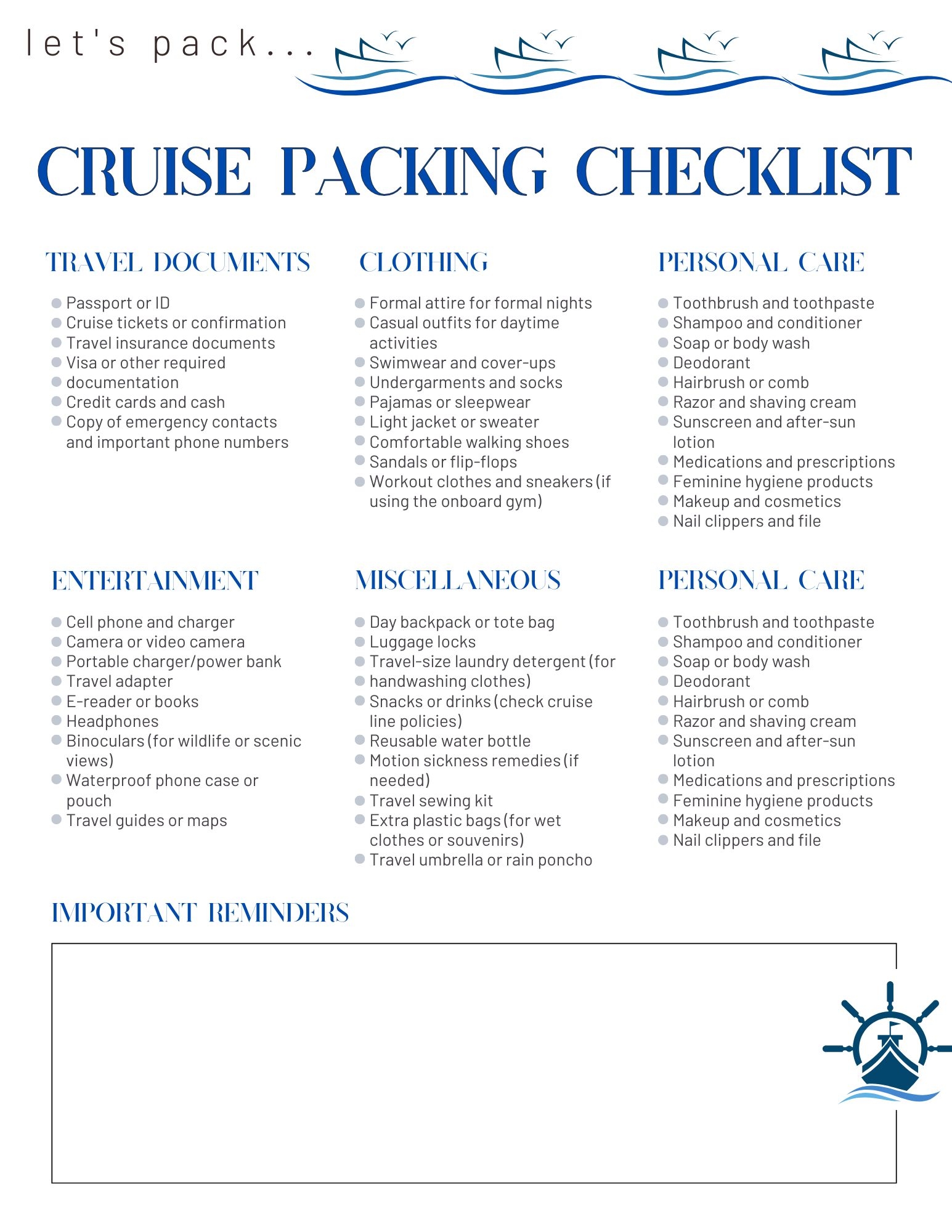 Caribbean Cruise Packing List Printable Caribbean Cruise Packing List Printable