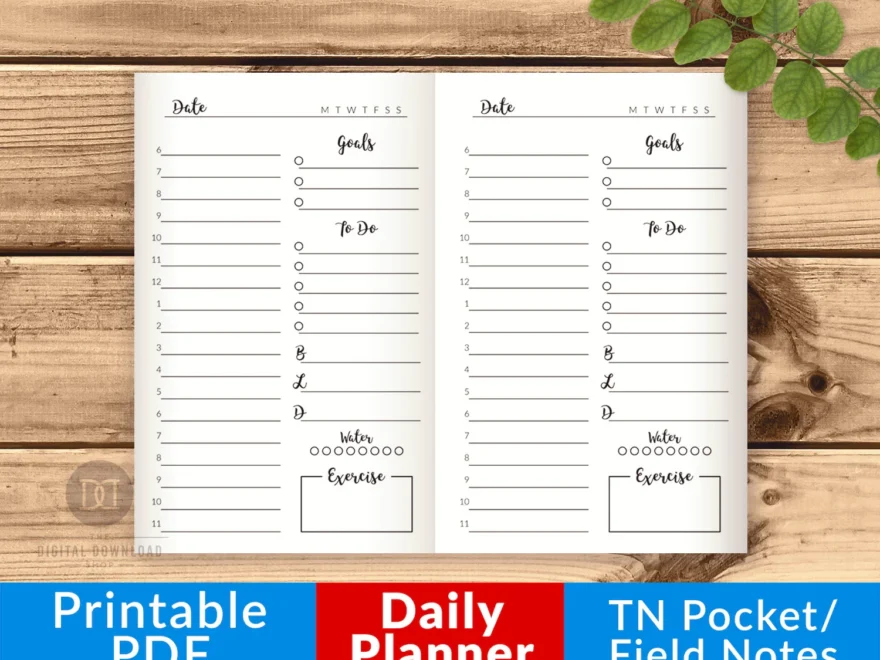 TN Pocket Field Notes Daily Planner Printable The Digital Download Shop