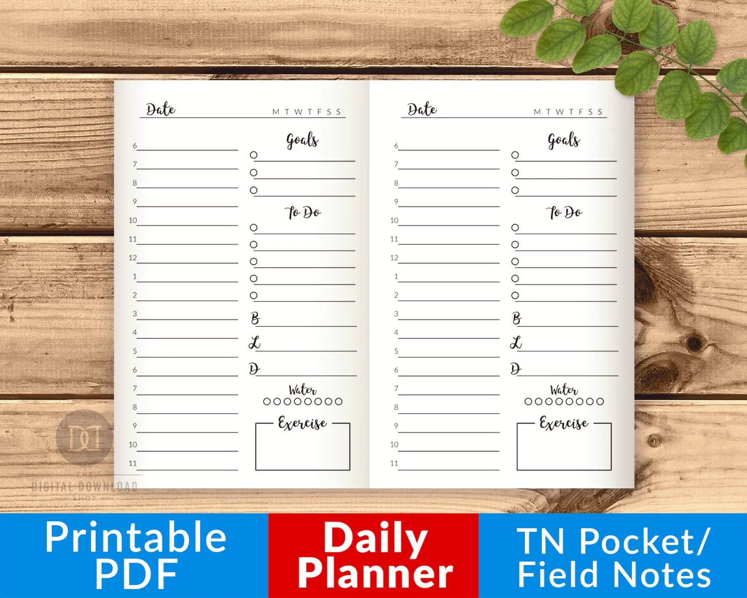 TN Pocket Field Notes Daily Planner Printable The Digital Download Shop