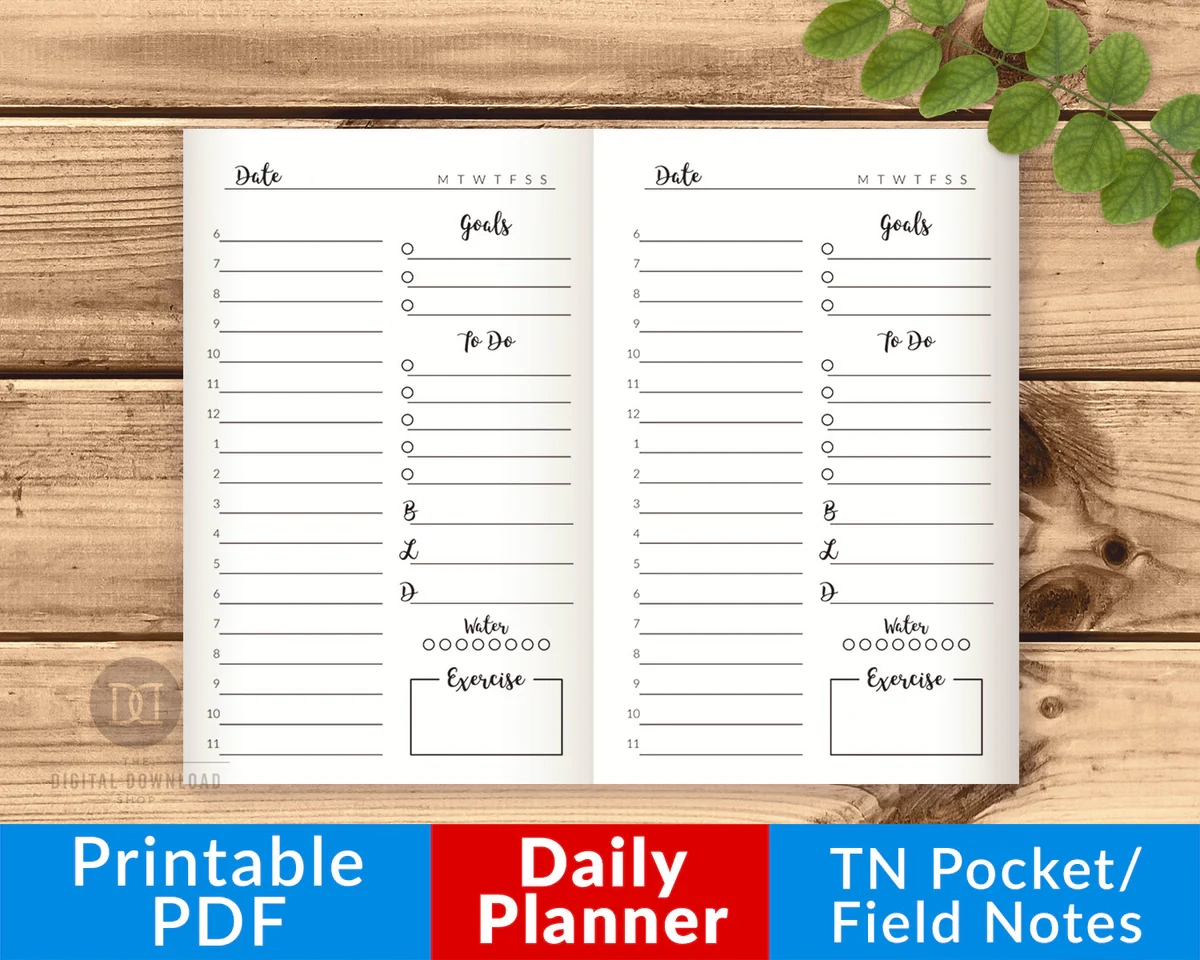 TN Pocket Field Notes Daily Planner Printable The Digital Download Shop