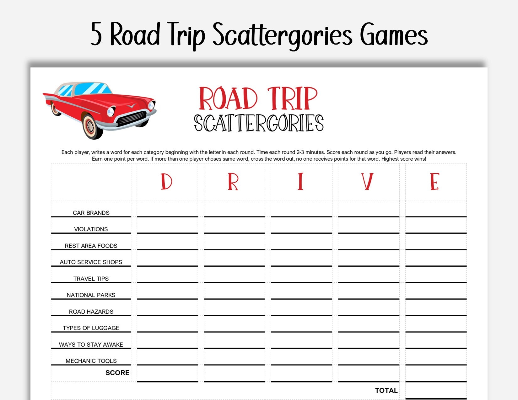 Travel Scattergories Etsy
