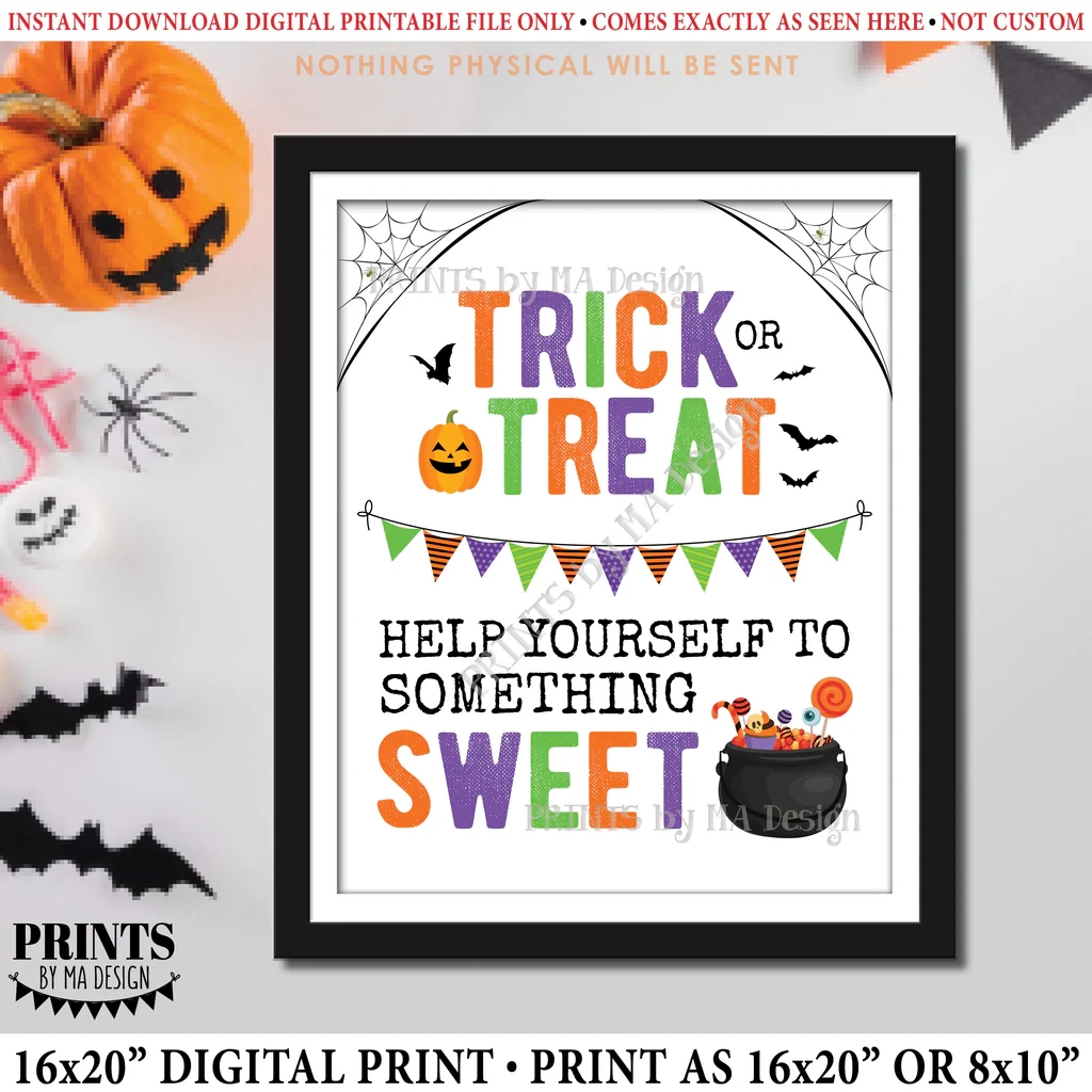 Trick Or Treat Help Yourself To Something Sweet Treat Sign Please Tak PRINTSbyMAdesign