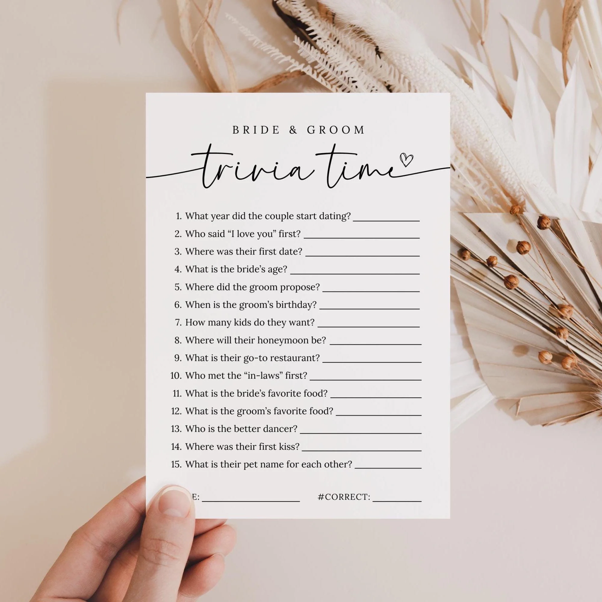 Trivia Game For Bride And Groom Minimalist Bridal Shower Game Who Knows The Couple Best Engagement Party Game Canva Editable Download Etsy