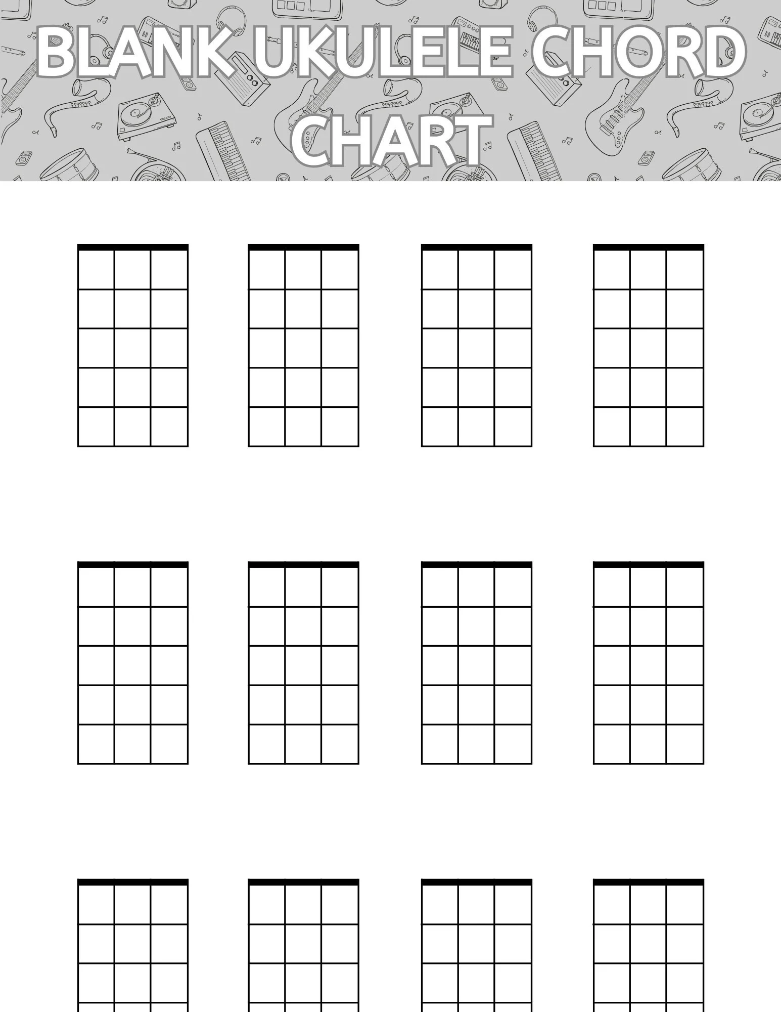 Ukulele Printable Chord Chart Blank Chord Chart Teaching Ukulele Chords Instant Download PDF Digital Copy Etsy