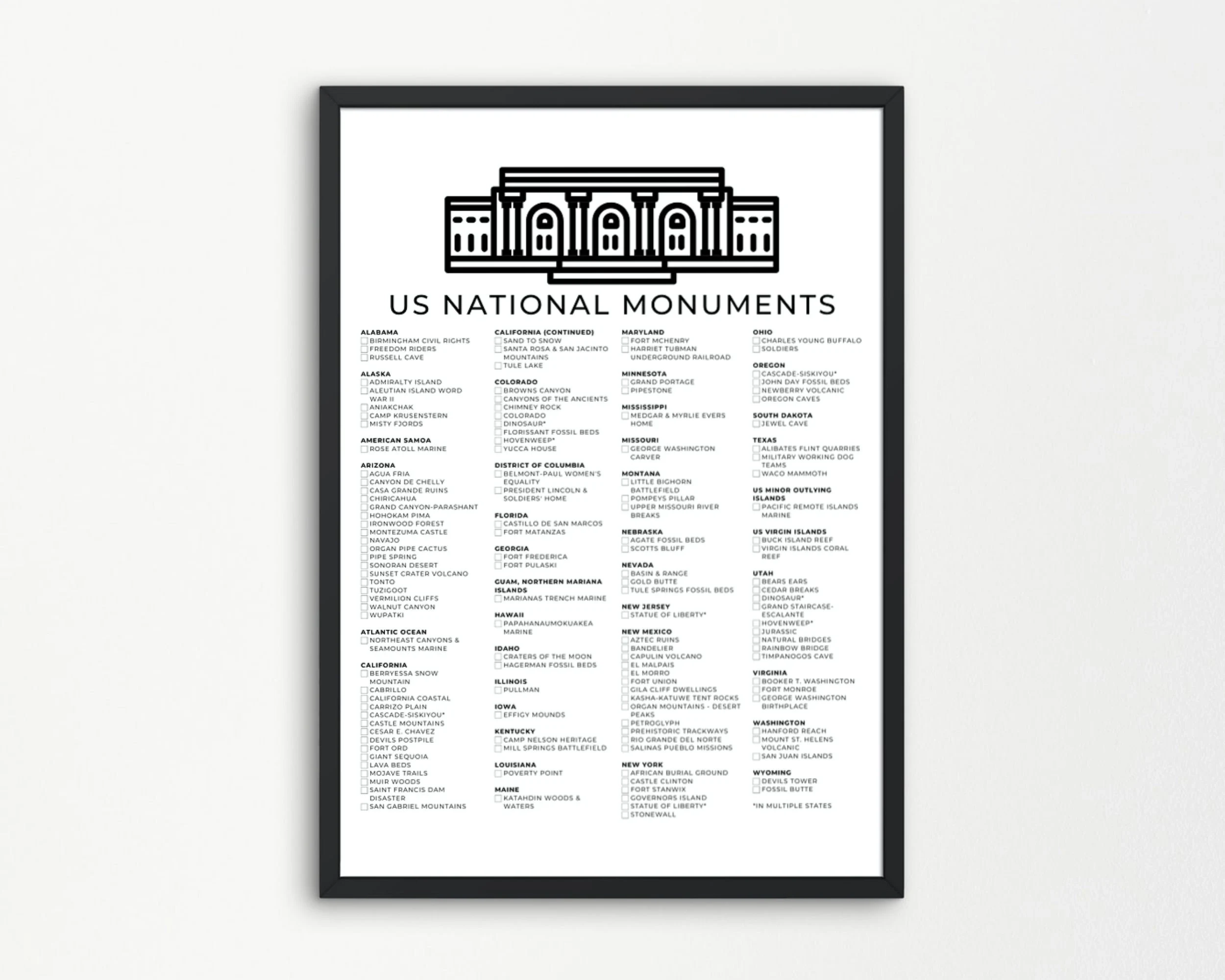 Printable List Of National Monuments