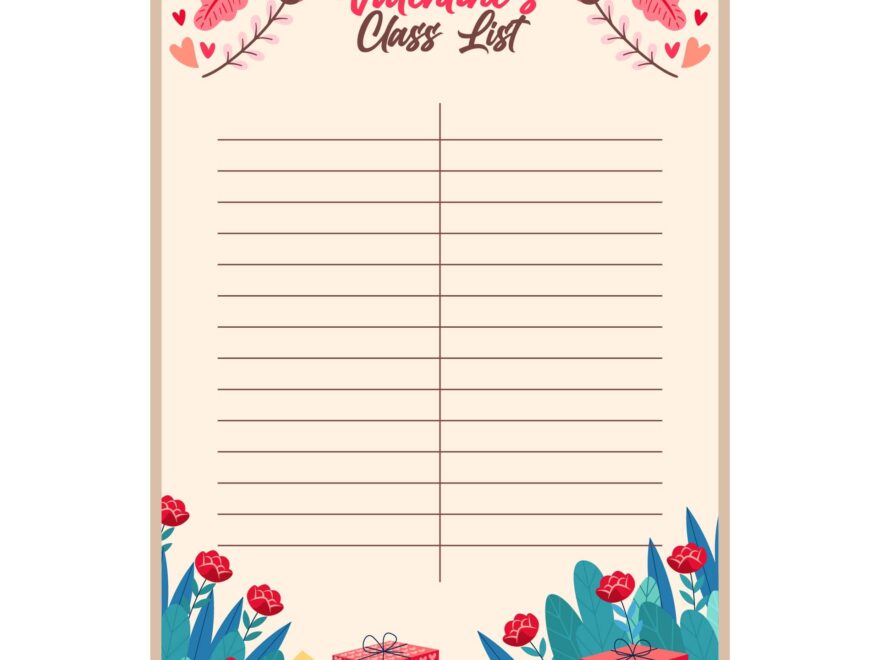 Valentine s Day Class List 10 Free PDF Printables Printablee