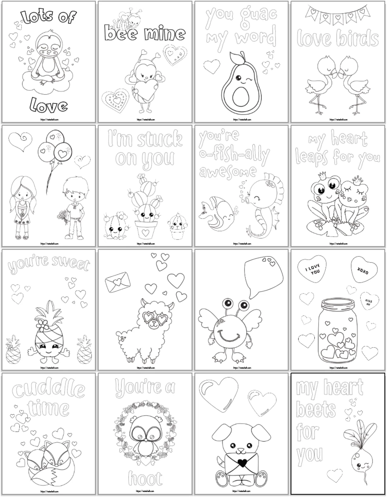 Childrens Valentine Card Sheets Printable