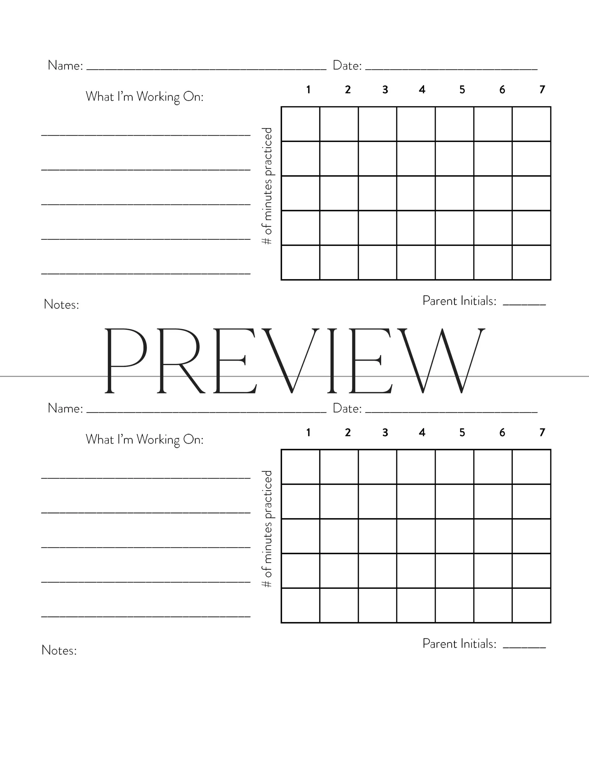 Music Practice Sheet Printable
