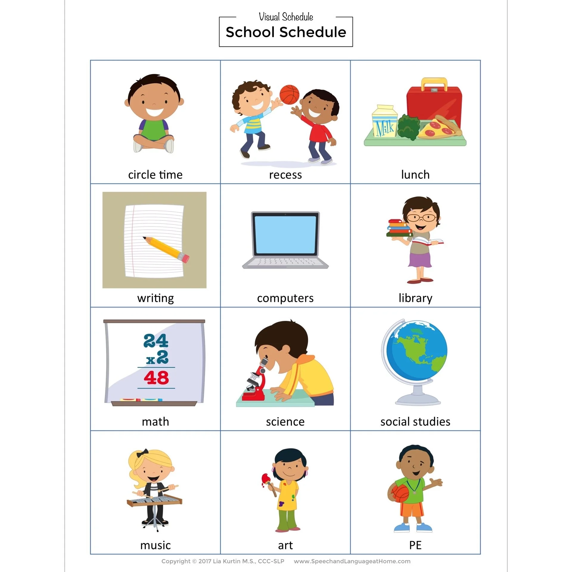 Printable Picture Schedules For Kindergarten