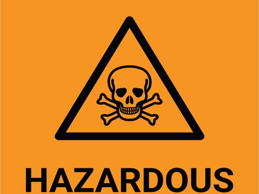 Warning Hazardous Chemicals Portrait With Graphic Wall Sign