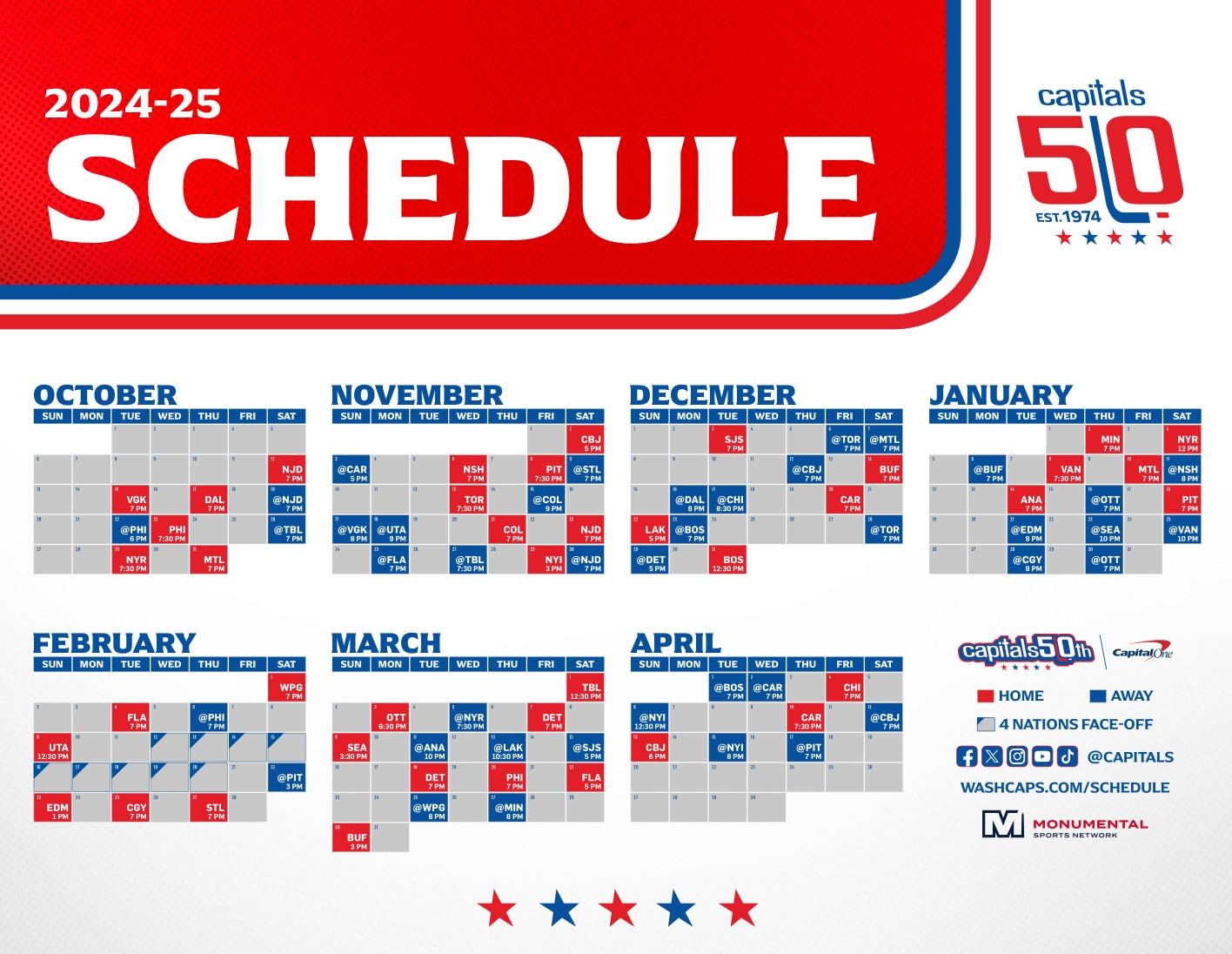 Washington Capitals 2024 2025 Schedule R caps Washington Capitals 2024 2025 Schedule R caps