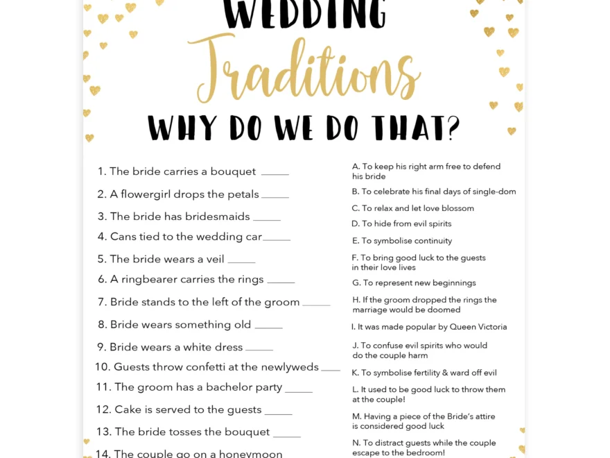 Wedding Traditions Trivia Game Shop Printable Bridal Shower Games OhHappyPrintables