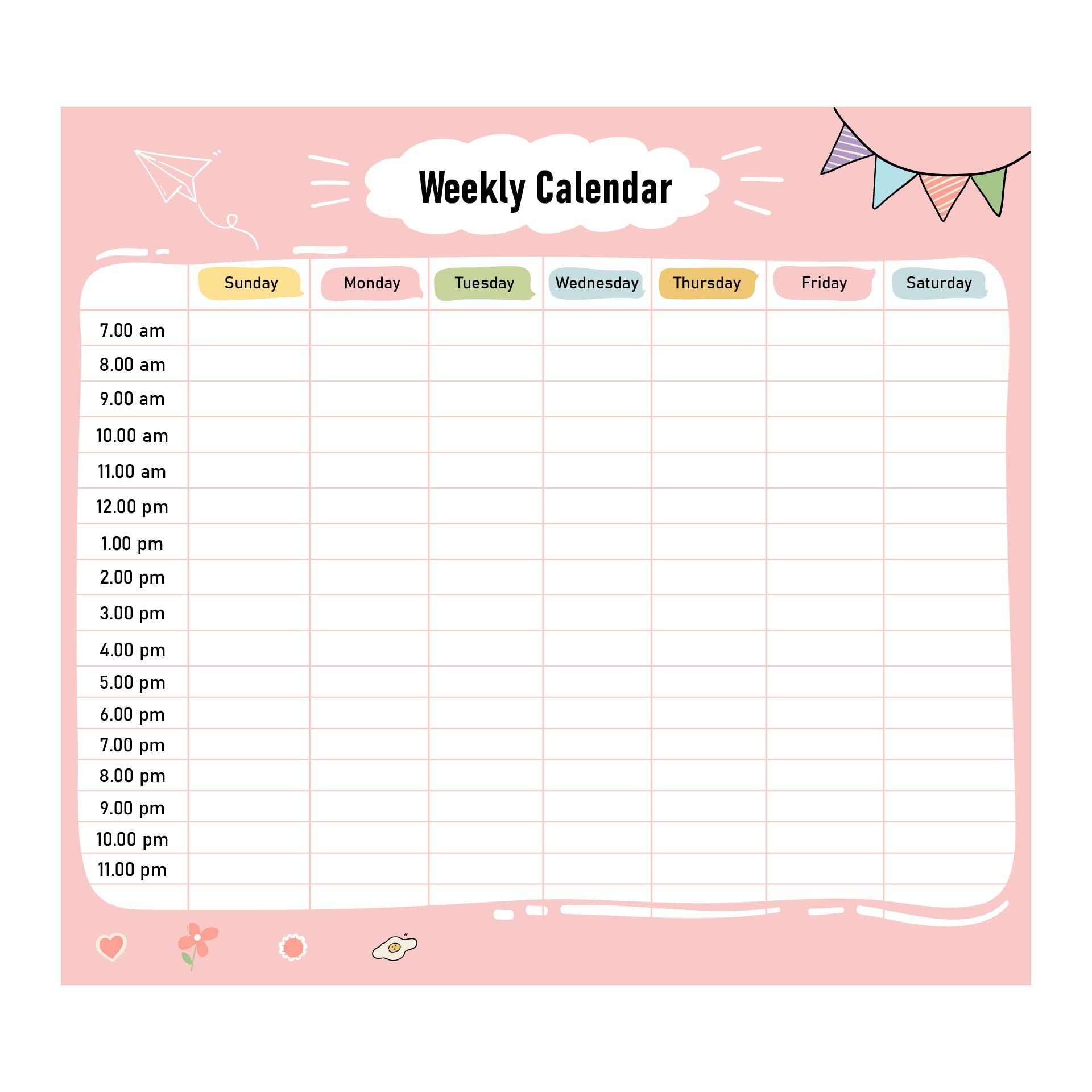 Weekly Calendar With Time Slots 13 Free PDF Printables Printablee Worksheets Library