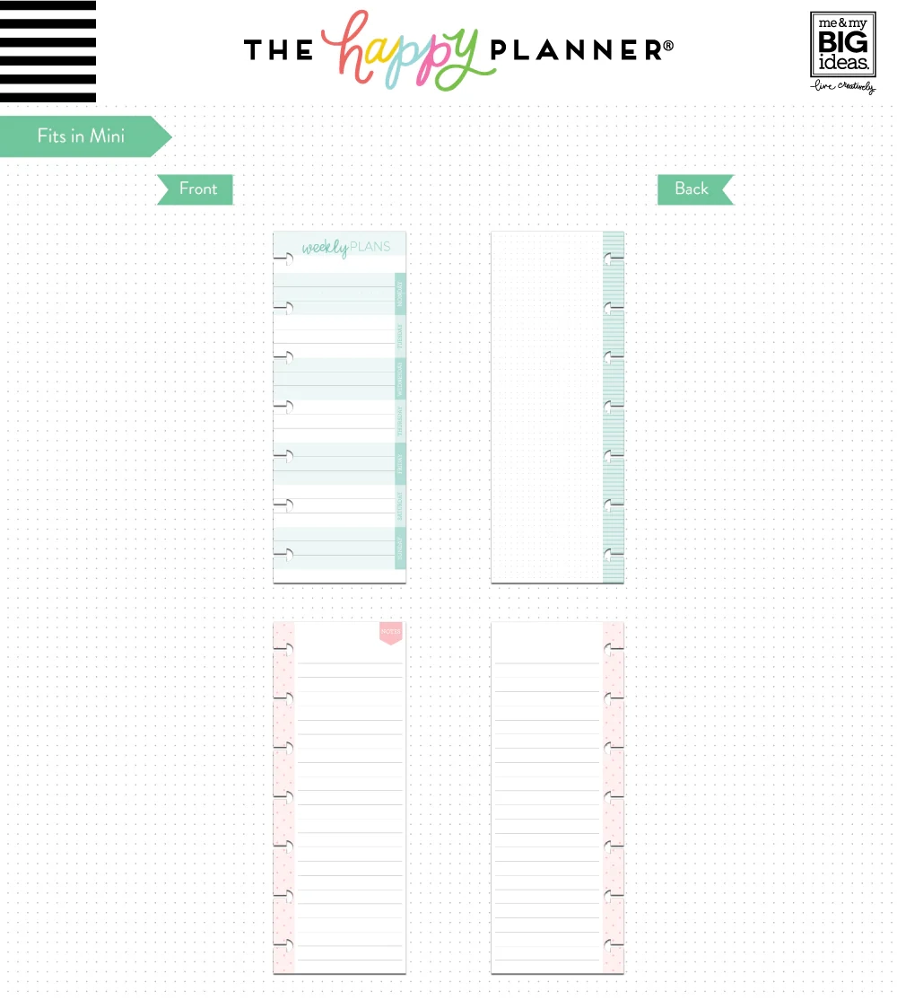 Weekly Notes Half Sheet Mini Happy Planner