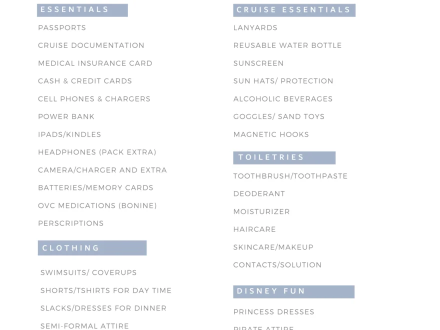 What To Pack For A Disney Cruise With FREE Printable Packing List Showcase The World