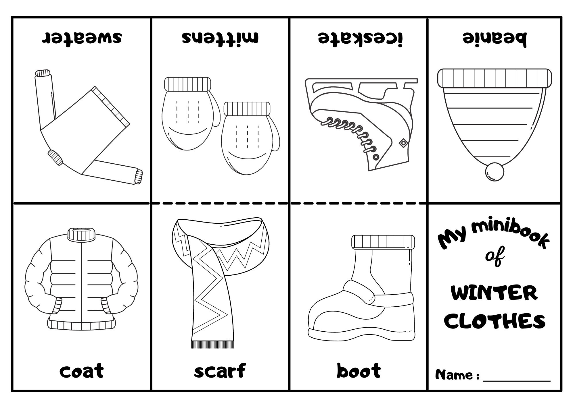 Winter Clothes Mini Coloring Book Ezpzlearn