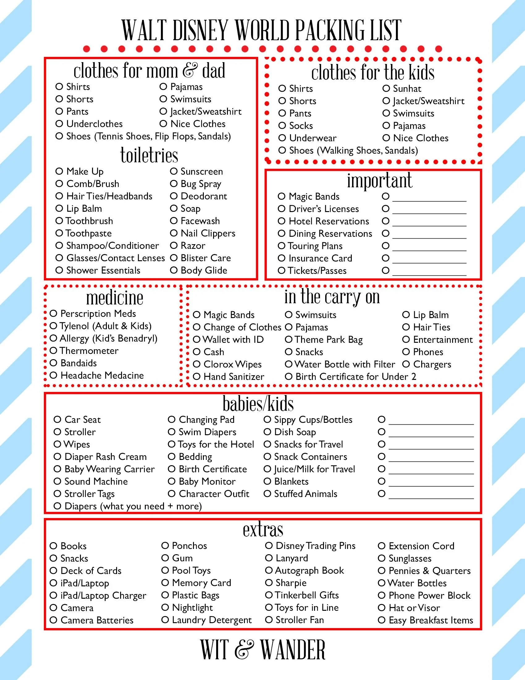 Wit And Wander Walt Disney World Printable Packing Sheet This Should Help First Timers R WaltDisneyWorld