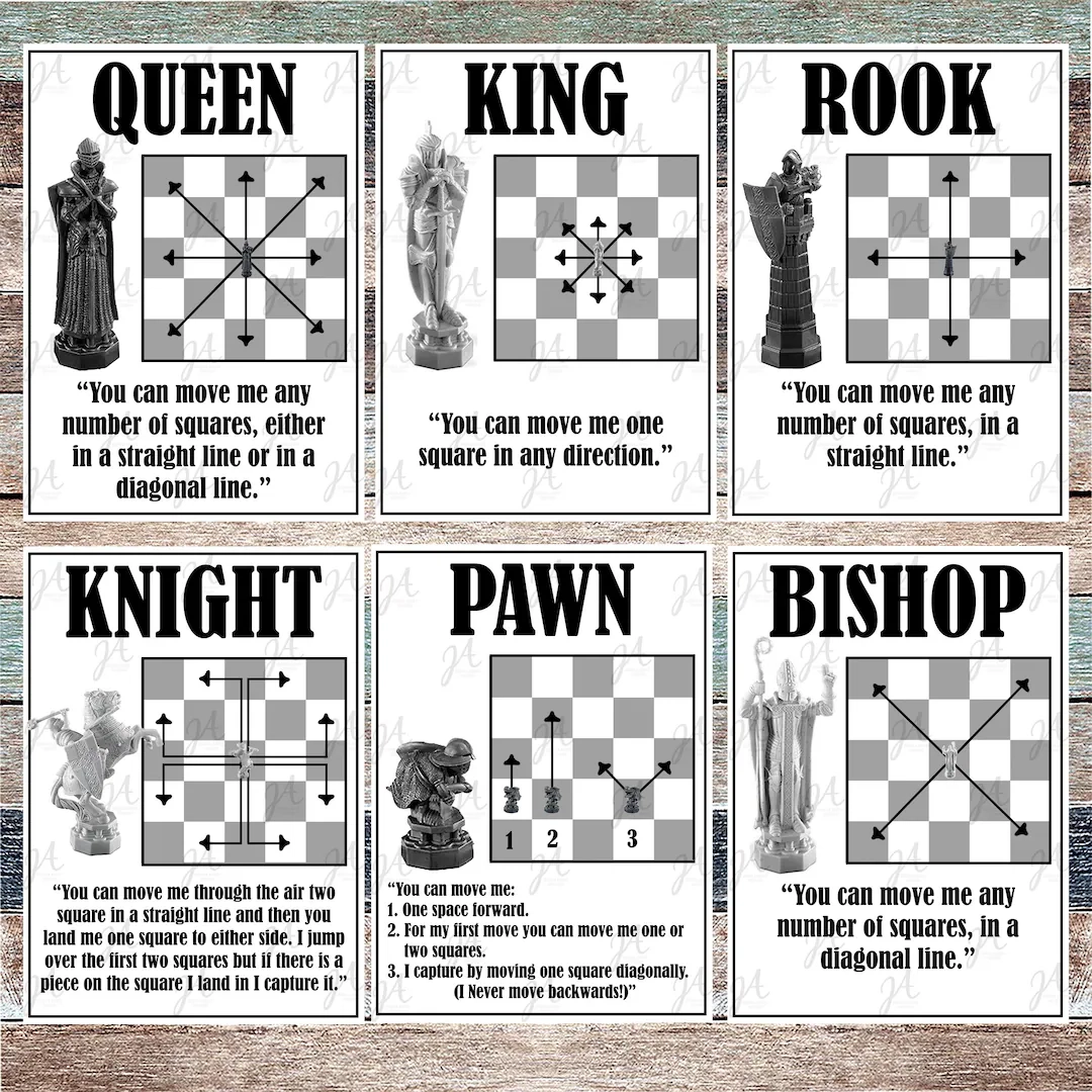 Wizard Chess Cheat Cards Etsy
