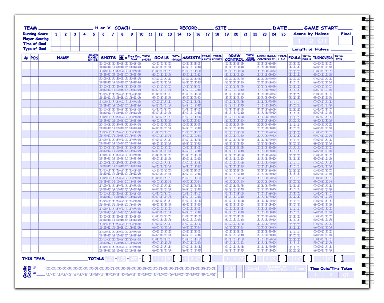 Women s Lacrosse Scorebook 24 Games Cool School Studios
