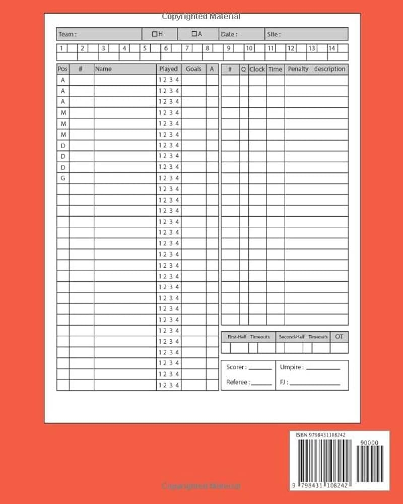 Printable Lacrosse Score Sheets