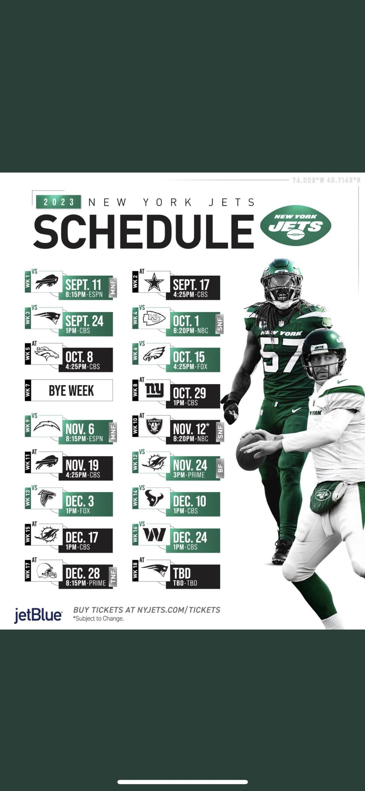 Your 2023 New York Jets Schedule R nyjets