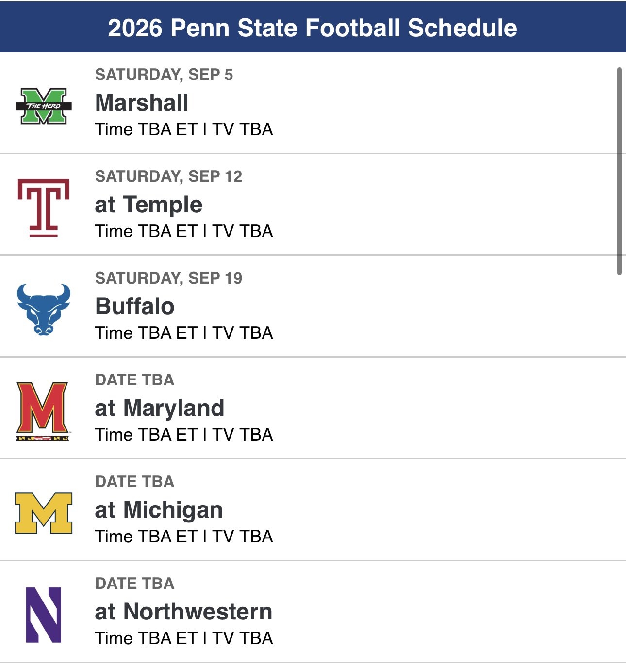 Zach Seyko On X Just Glanced At Penn State s 2026 Schedule If People Thought This Year s Schedule Was easy Then Https t co ZN9MItF3fx X