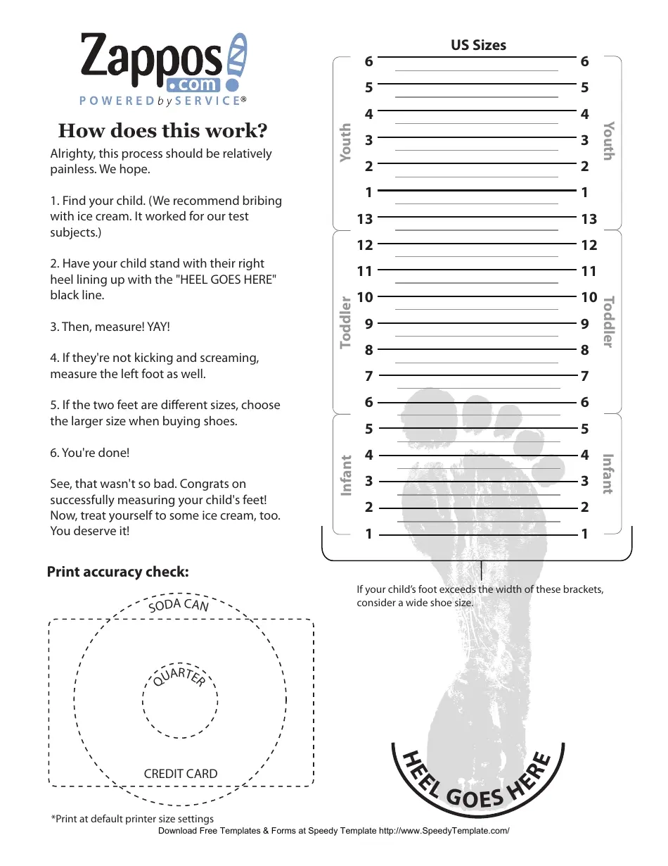 Kid Foot Measure Chart Printable Kid Foot Measure Chart Printable